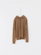 Auralee High Gauge Cashmere Cardigan Top in Light Brown - AURALEE at Worthwhile - shop CARDIGAN