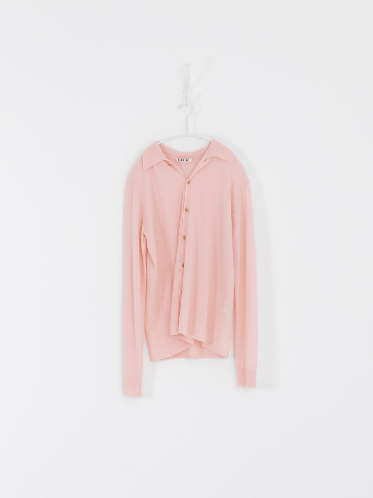 Auralee High Gauge Cashmere Cardigan Top in Light Pink - AURALEE at Worthwhile - shop CARDIGAN