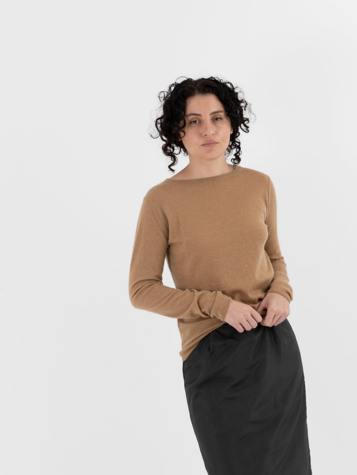 Auralee High Gauge Cashmere Pullover in Light Brown - AURALEE at Worthwhile - shop CARDIGAN