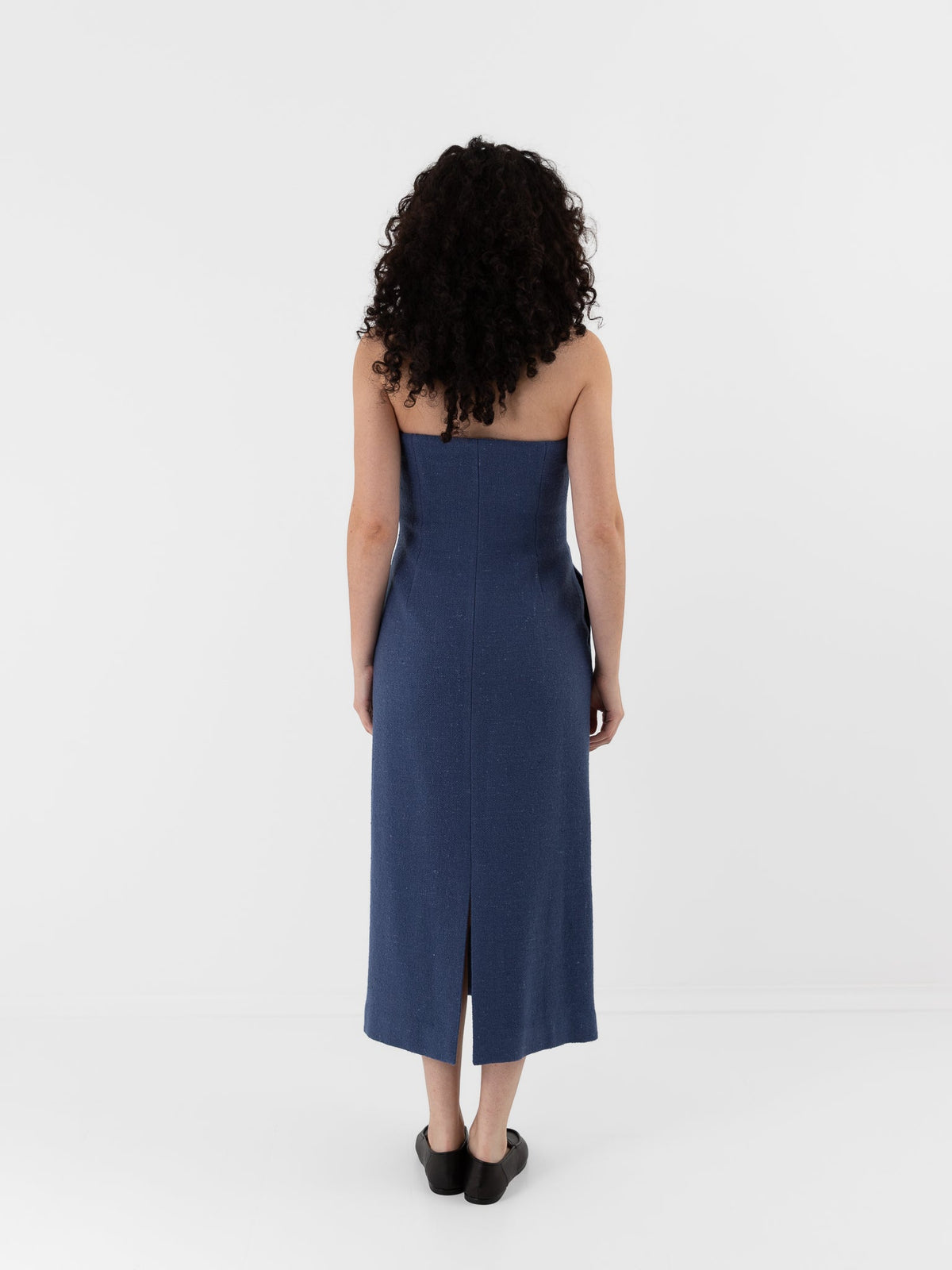Auralee Homespun Tweed Dress in Dusty Blue - AURALEE at Worthwhile - shop DRESS