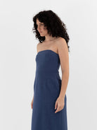 Auralee Homespun Tweed Dress in Dusty Blue - AURALEE at Worthwhile - shop DRESS