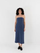 Auralee Homespun Tweed Dress in Dusty Blue - AURALEE at Worthwhile - shop DRESS