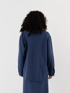 Auralee Homespun Tweed Shirt Blouson in Dusty Blue - AURALEE at Worthwhile - shop TOP