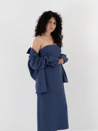 Auralee Homespun Tweed Shirt Blouson in Dusty Blue - AURALEE at Worthwhile - shop TOP