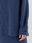 Auralee Homespun Tweed Shirt Blouson in Dusty Blue - AURALEE at Worthwhile - shop TOP