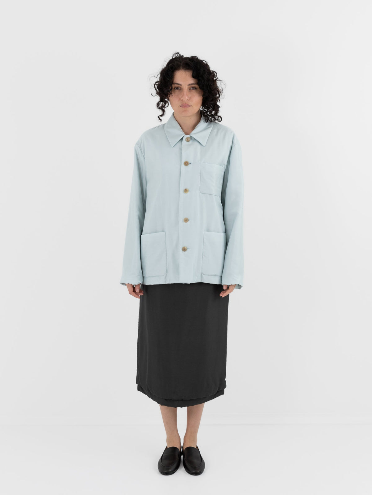 Auralee Light Padded Blouson in Light Blue - AURALEE at Worthwhile - shop TOP