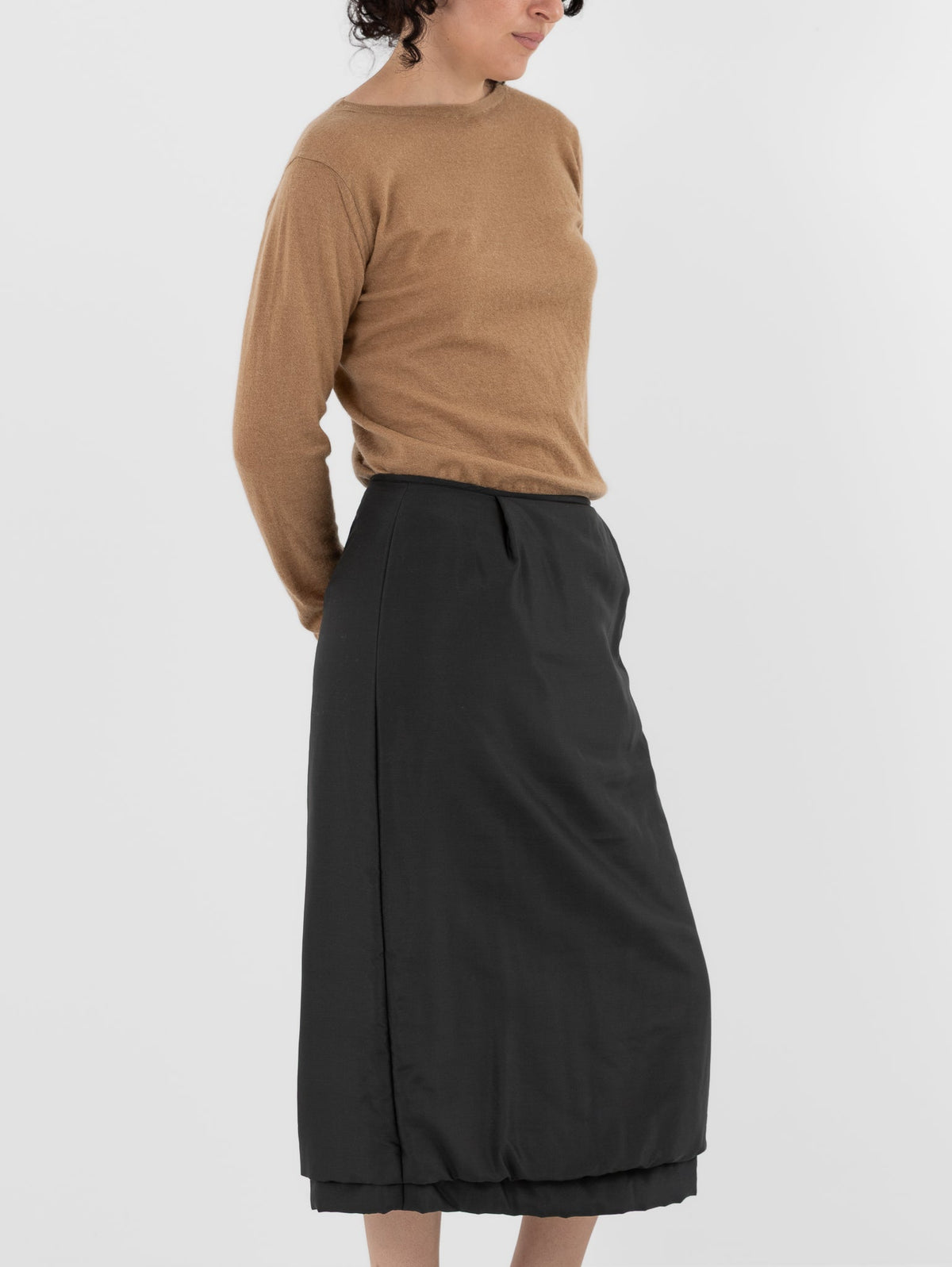 Auralee Light Padded Skirt in Ink Black - AURALEE at Worthwhile - shop SKIRT