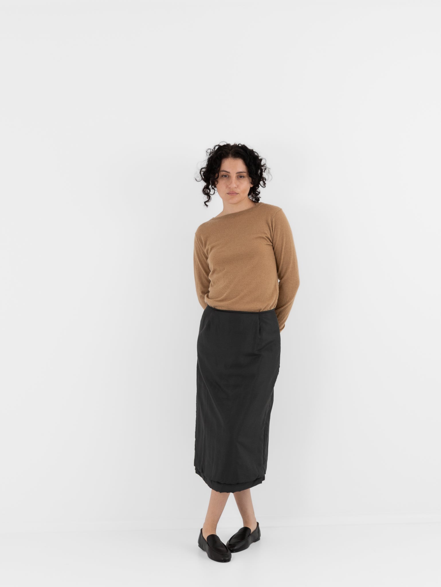Auralee Light Padded Skirt in Ink Black - AURALEE at Worthwhile - shop SKIRT