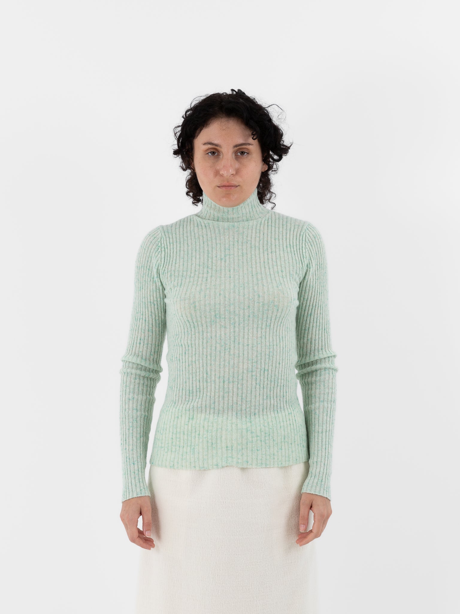 Auralee Nep Turtleneck in Mix Mint - AURALEE at Worthwhile - shop TOP