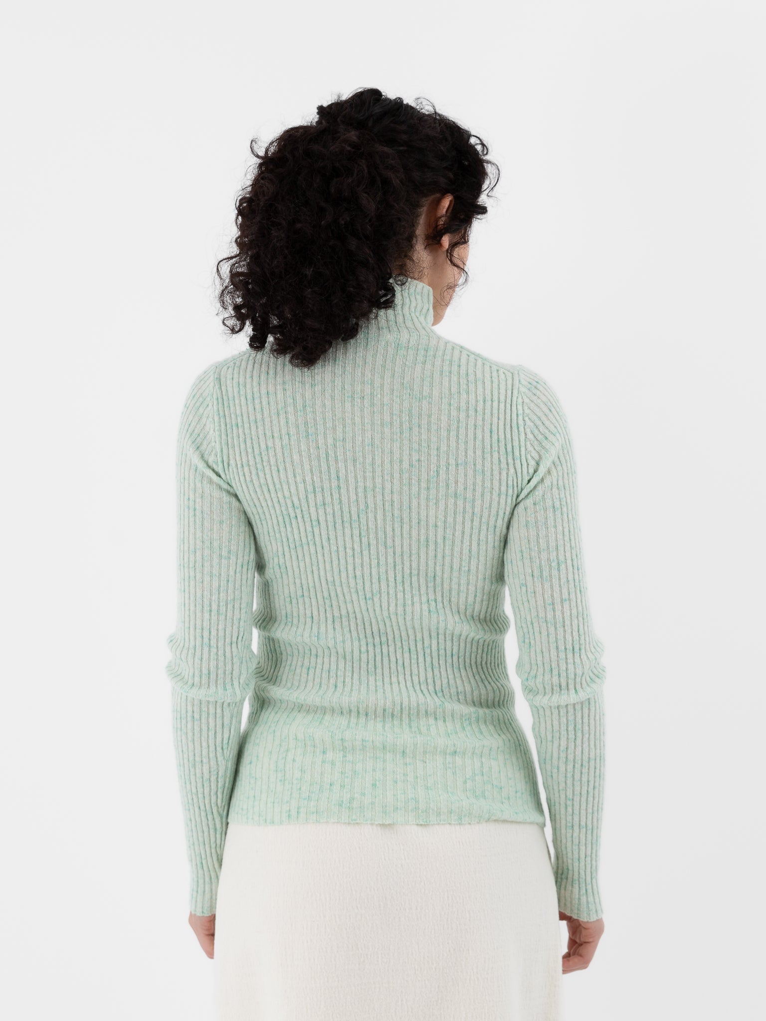 Auralee Nep Turtleneck in Mix Mint - AURALEE at Worthwhile - shop TOP