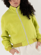 Auralee Silk Comfort Fleece Zip Blouson in Lime Yellow - AURALEE at Worthwhile - shop JACKET