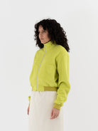 Auralee Silk Comfort Fleece Zip Blouson in Lime Yellow - AURALEE at Worthwhile - shop JACKET
