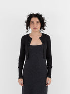 Auralee Super Fine Wool High Gauge Rib Knit Short Cardigan in Charcoal - AURALEE at Worthwhile - shop CARDIGAN