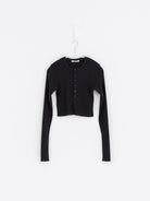 Auralee Super Fine Wool High Gauge Rib Knit Short Cardigan in Charcoal - AURALEE at Worthwhile - shop CARDIGAN