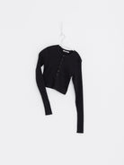 Auralee Super Fine Wool High Gauge Rib Knit Short Cardigan in Charcoal - AURALEE at Worthwhile - shop CARDIGAN