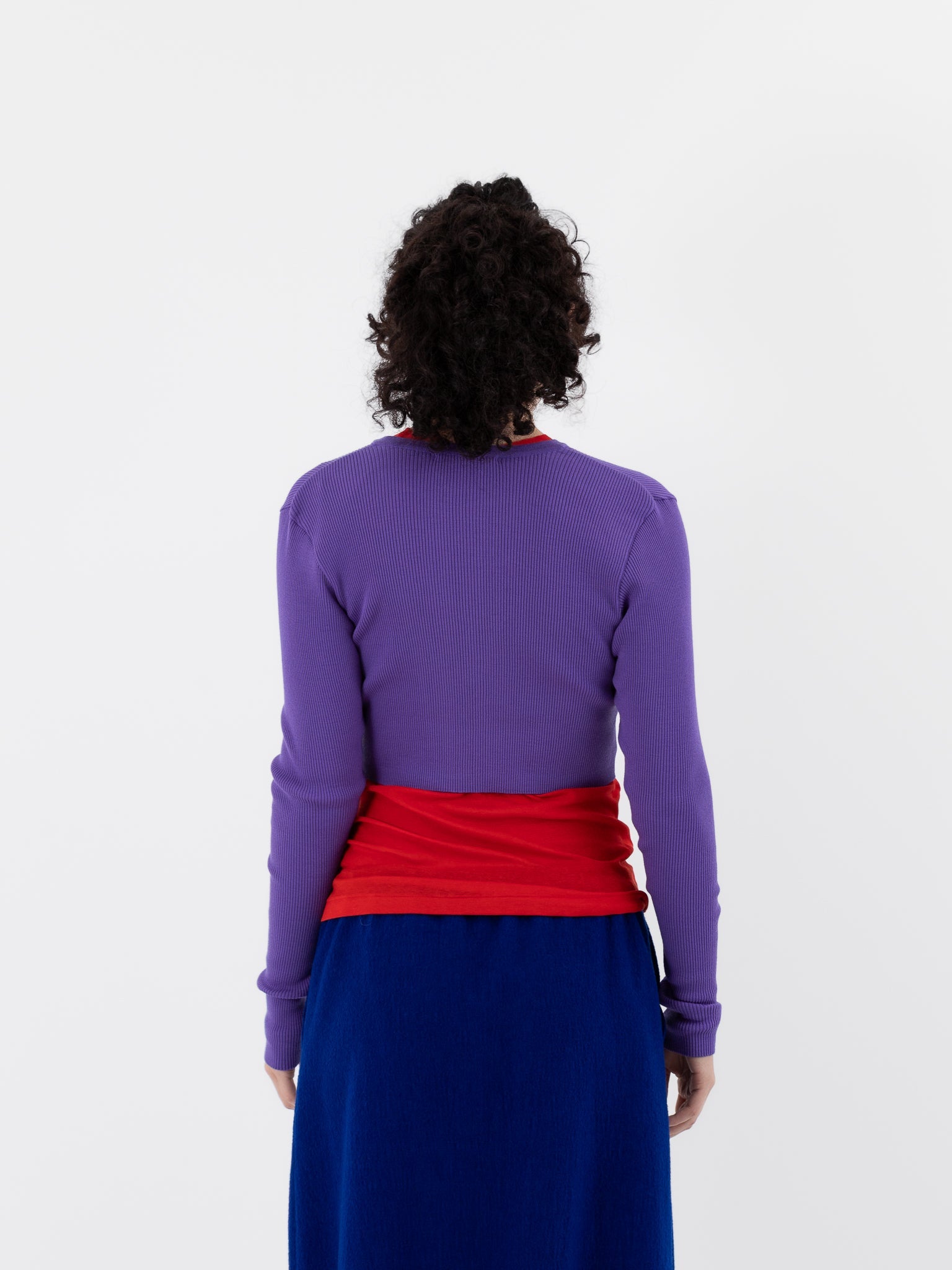 Auralee Super Fine Wool High Gauge Rib Knit Short Cardigan in Purple - AURALEE at Worthwhile - shop CARDIGAN