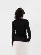 Auralee Super High Gauge Sheer Rib Tee in Black - AURALEE at Worthwhile - shop TOP