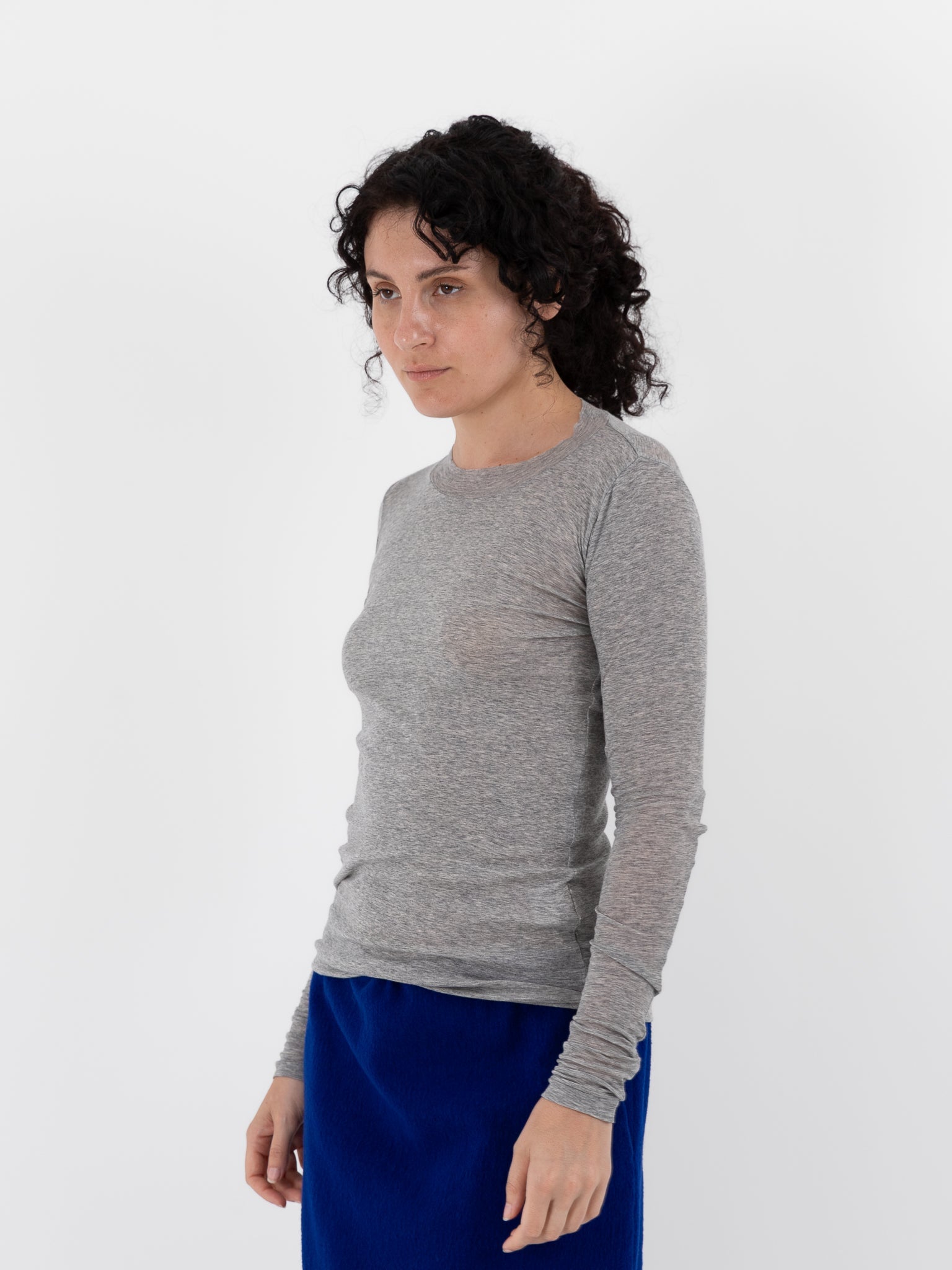 Auralee Super High Gauge Sheer Rib Tee in Grey - AURALEE at Worthwhile - shop TOP