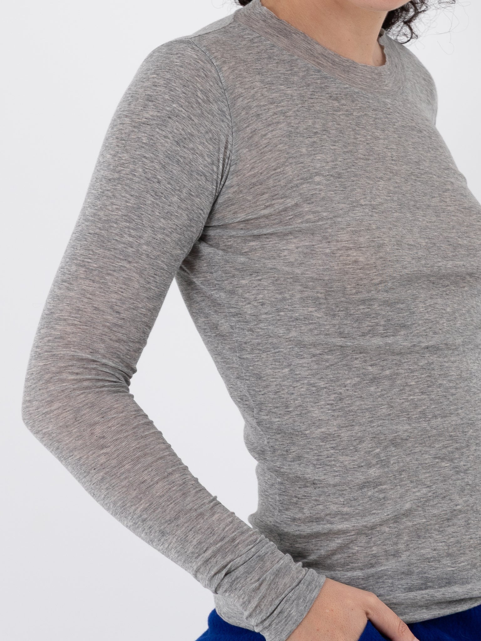 Auralee Super High Gauge Sheer Rib Tee in Grey - AURALEE at Worthwhile - shop TOP