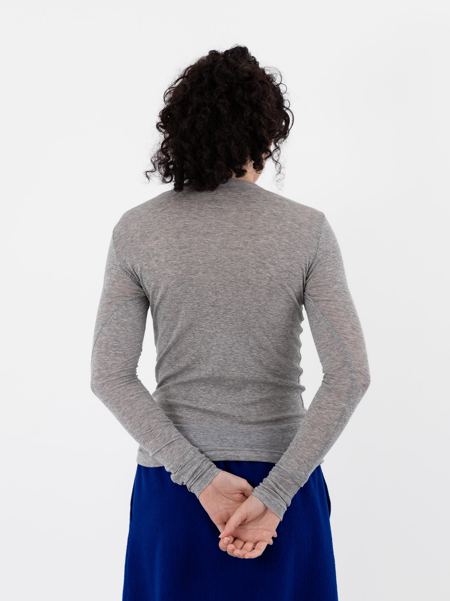 Auralee Super High Gauge Sheer Rib Tee in Grey - AURALEE at Worthwhile - shop TOP