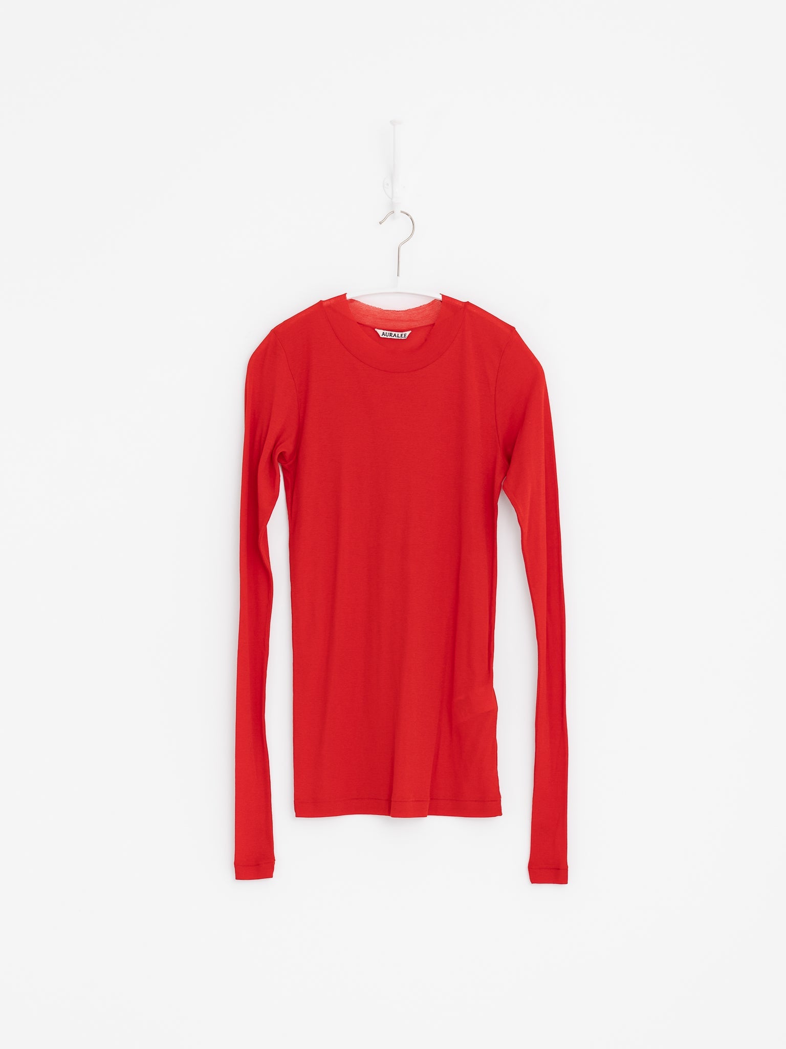 Auralee Super High Gauge Sheer Rib Tee in Red - AURALEE at Worthwhile - shop TOP
