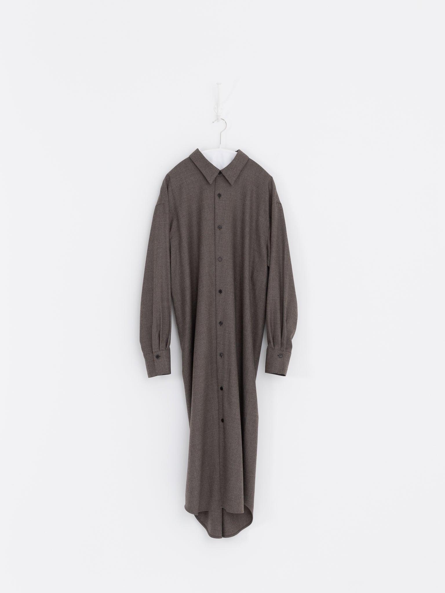 Auralee Super Light Wool Shirt Dress in Top Brown - AURALEE at Worthwhile - shop DRESS