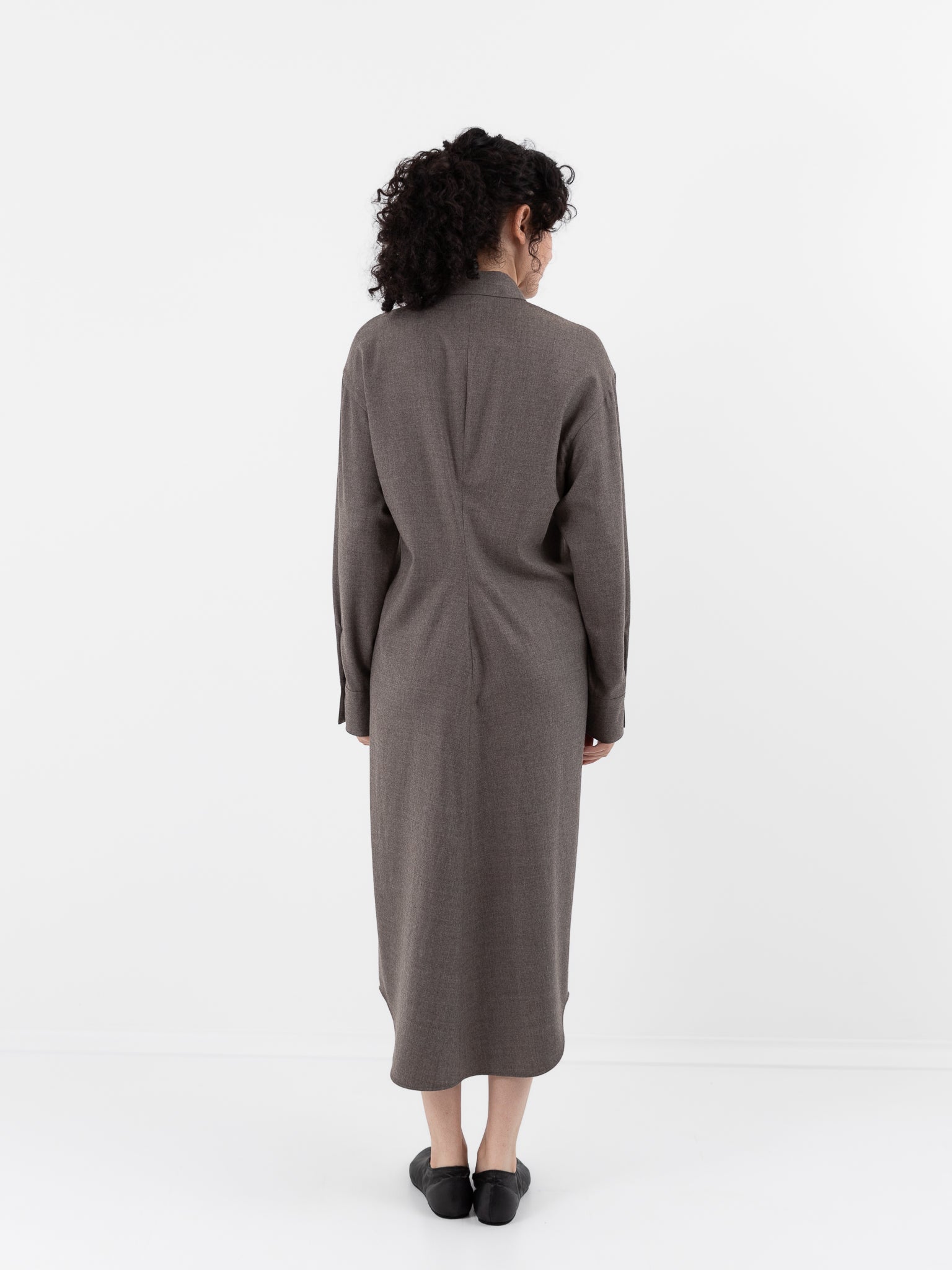 Auralee Super Light Wool Shirt Dress in Top Brown - AURALEE at Worthwhile - shop DRESS