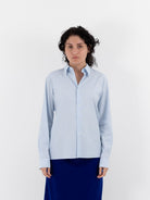Auralee Washed Finx Twill Slim Shirt in Light Blue - AURALEE at Worthwhile - shop TOP