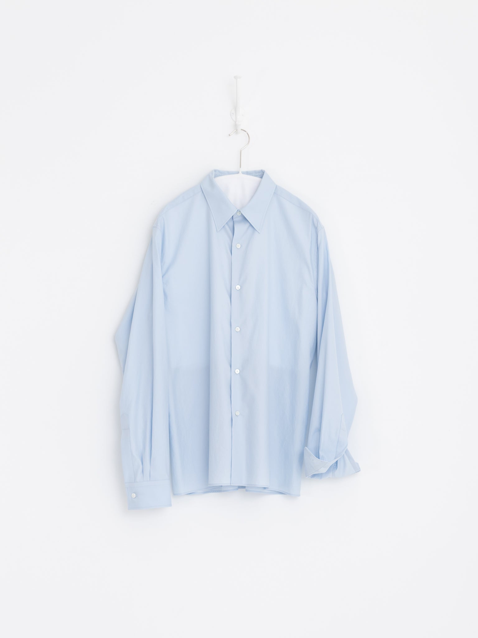 Auralee Washed Finx Twill Slim Shirt in Light Blue - AURALEE at Worthwhile - shop TOP