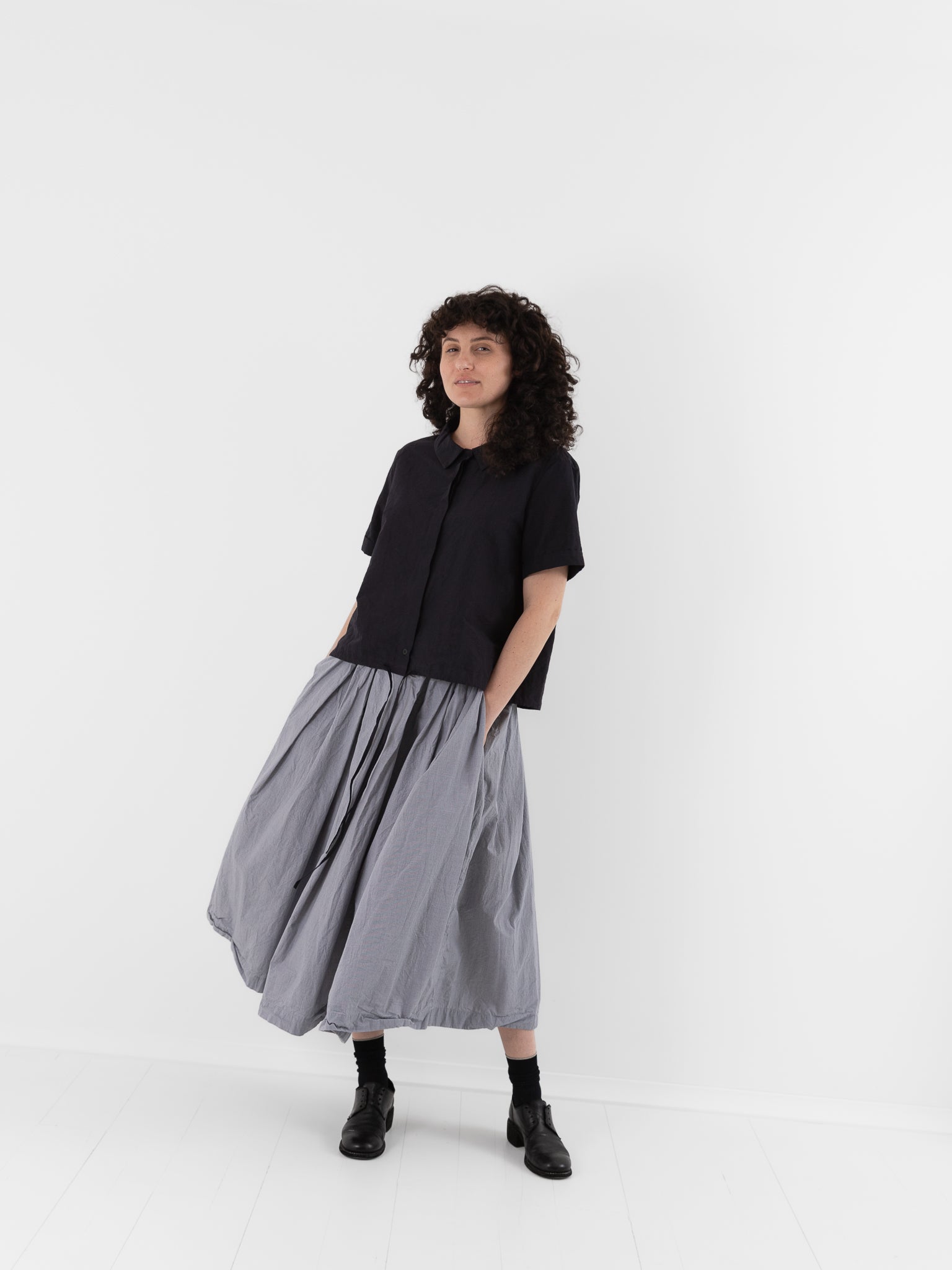 Bergfabel Matilde Skirt in Charcoal Check - BERGFABEL at Worthwhile - shop SKIRT