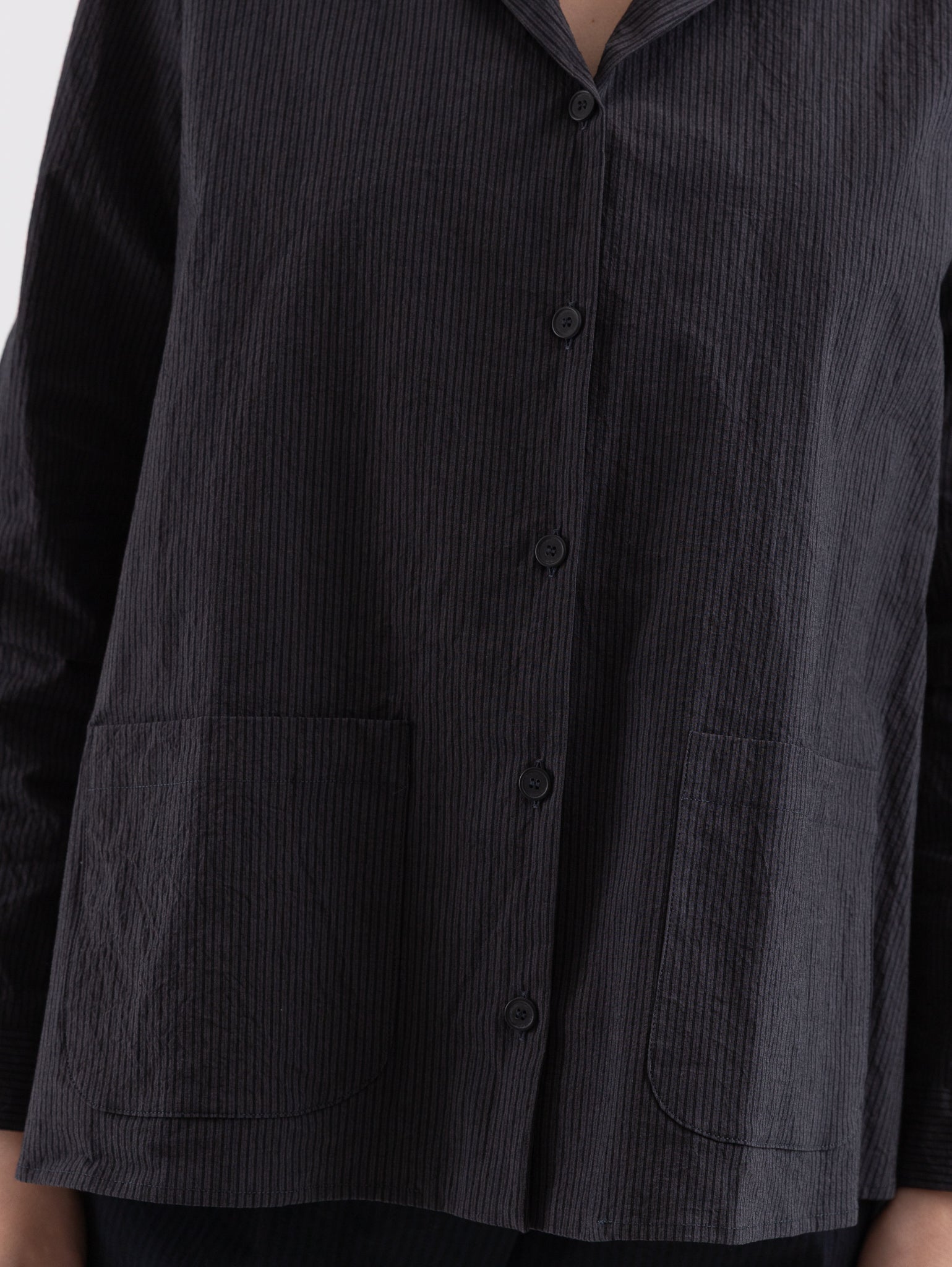 Bergfabel Jenny Shirt in Grey Stripe - BERGFABEL at Worthwhile - shop TOP
