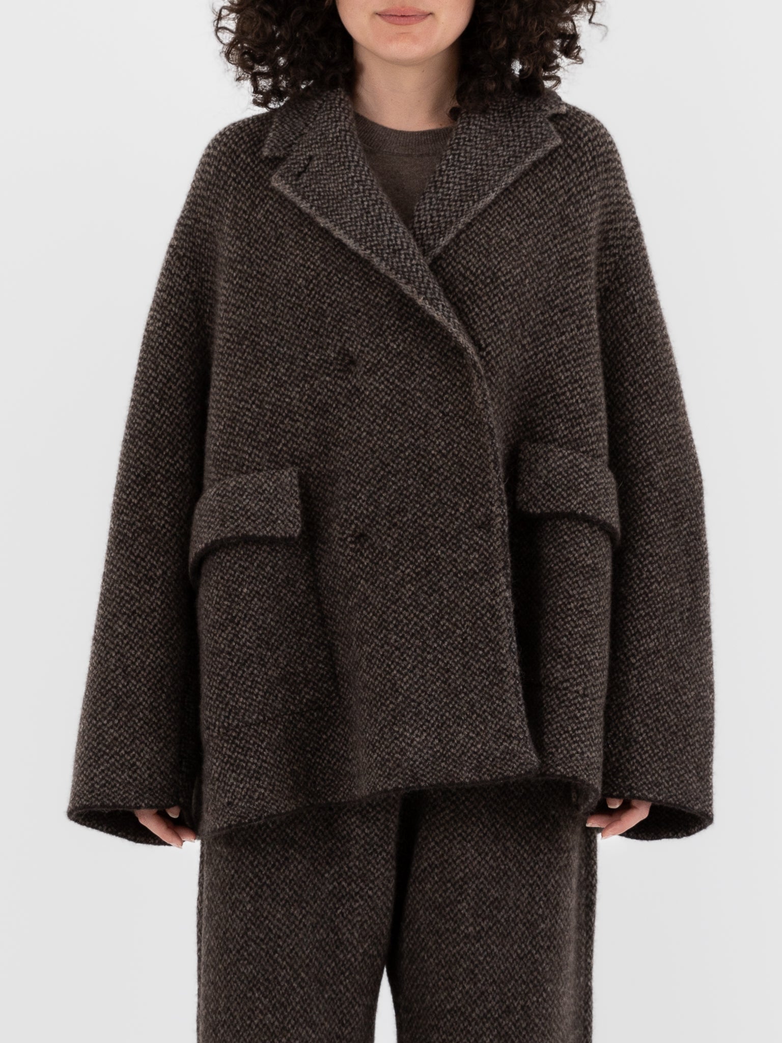 Boboutic Bob's Texture Double Breasted Jacket in Brown & Taupe at