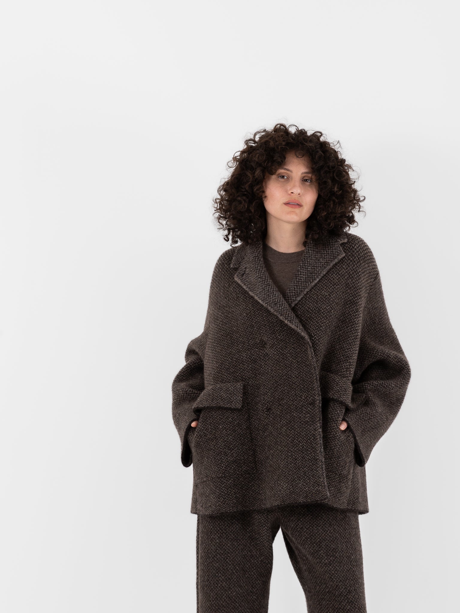Boboutic Bob's Texture Double Breasted Jacket in Brown & Taupe - BOBOUTIC at Worthwhile - shop JACKET