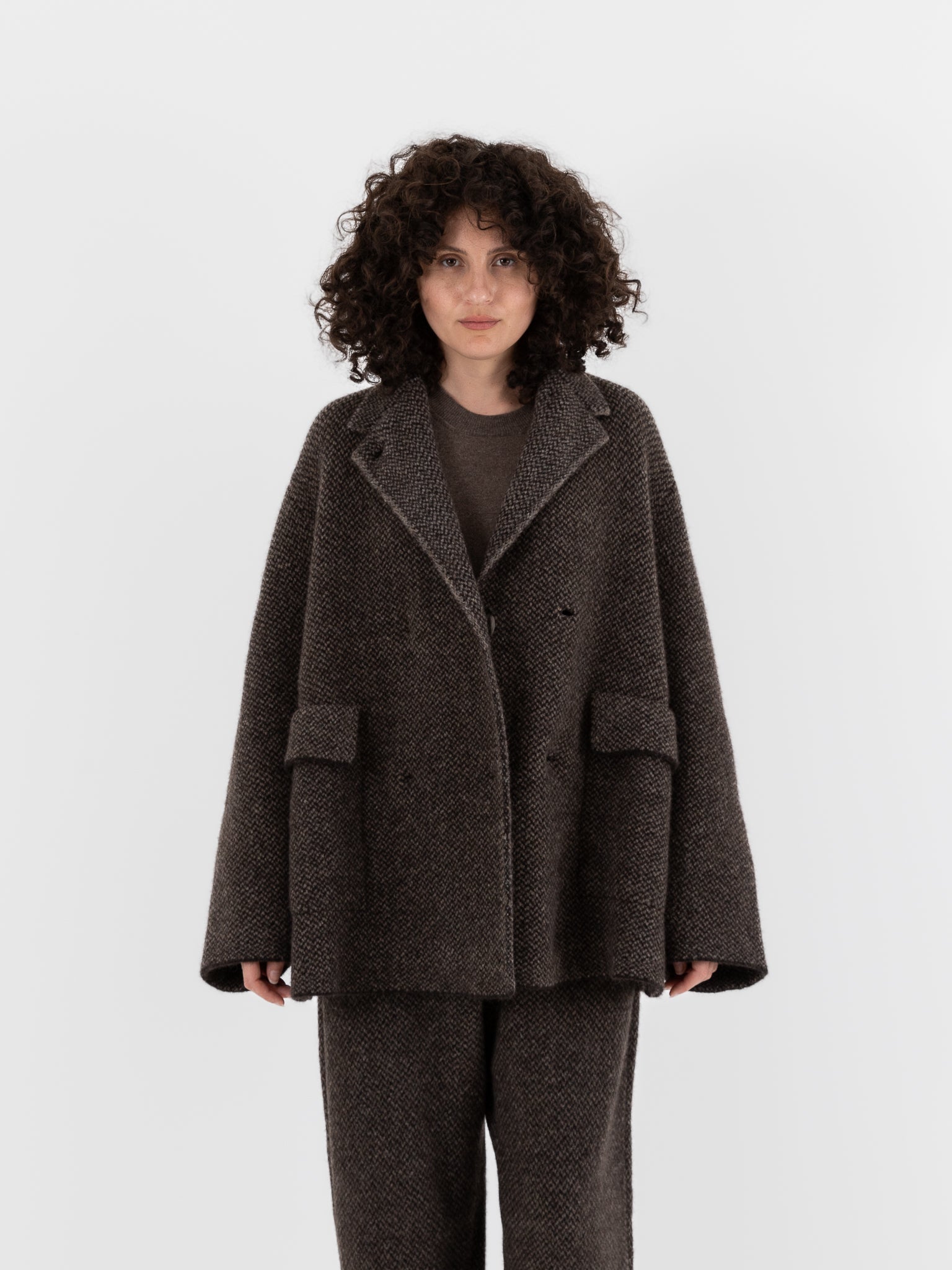 Boboutic Bob's Texture Double Breasted Jacket in Brown & Taupe - BOBOUTIC at Worthwhile - shop JACKET