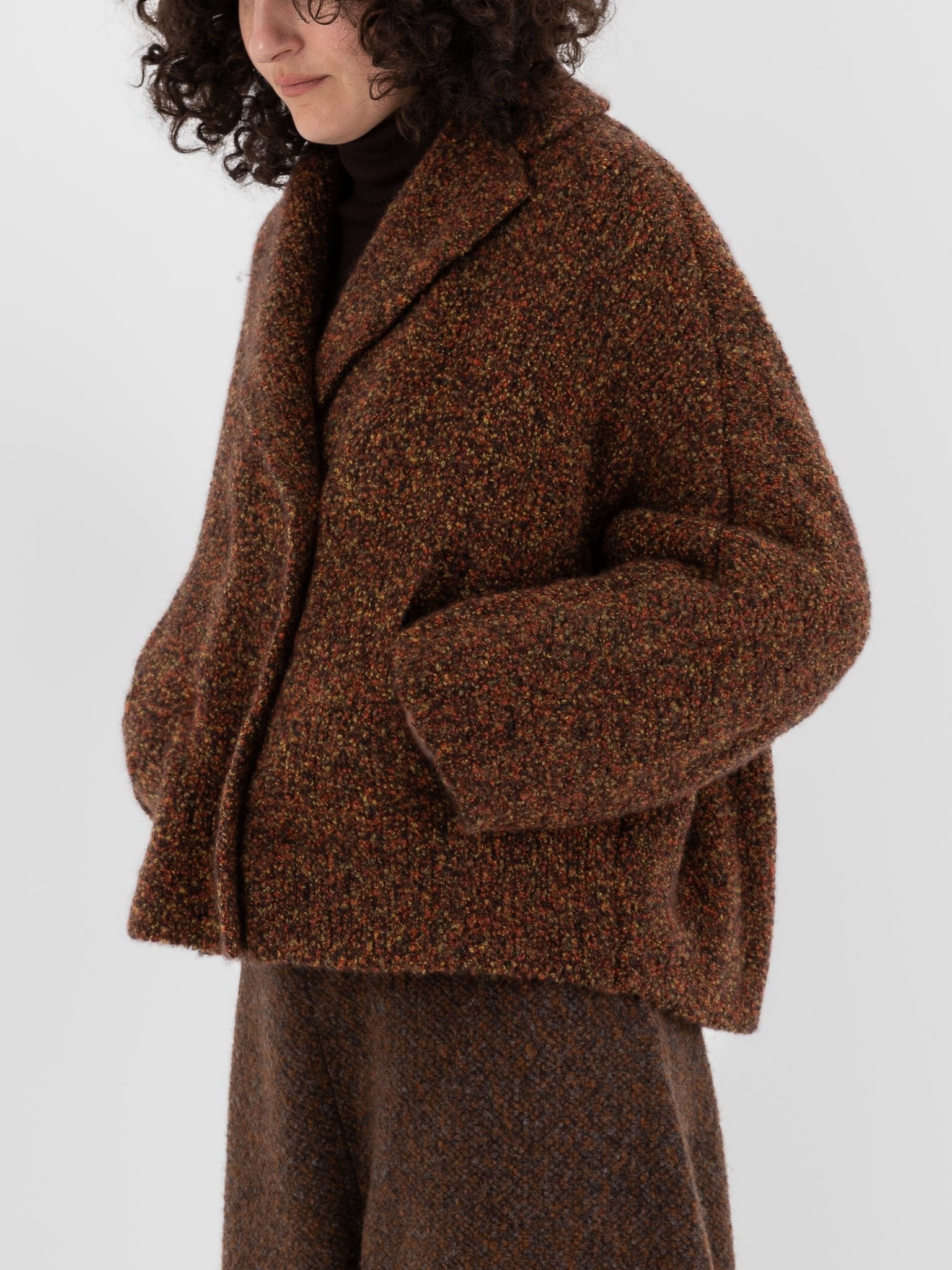 Boboutic Autumn Leaves Double Breasted Jacket in Autumn Mix - BOBOUTIC at Worthwhile - shop SWEATER