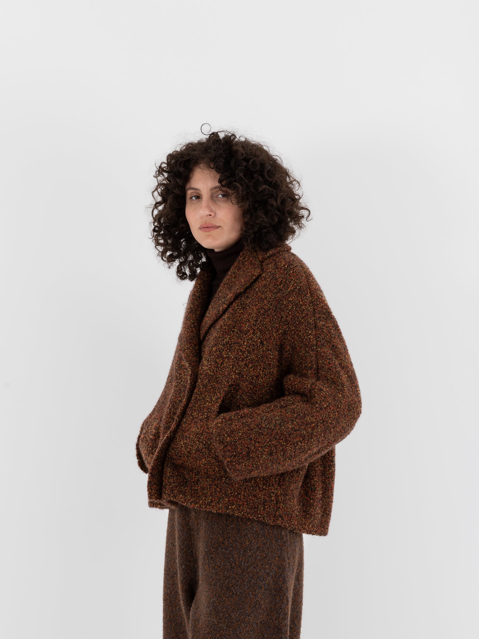 Boboutic Autumn Leaves Double Breasted Jacket in Autumn Mix at