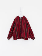 Casey Casey Biggy Grandad Shirt in Red Stripes - CASEY CASEY at Worthwhile - shop TOP