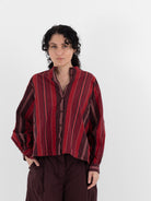 Casey Casey Biggy Grandad Shirt in Red Stripes - CASEY CASEY at Worthwhile - shop TOP