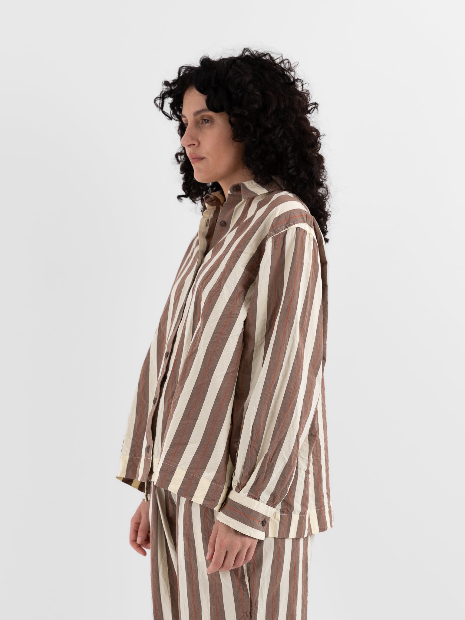 Casey Casey Biggy Shirt in Beige Stripe - CASEY CASEY at Worthwhile - shop TOP