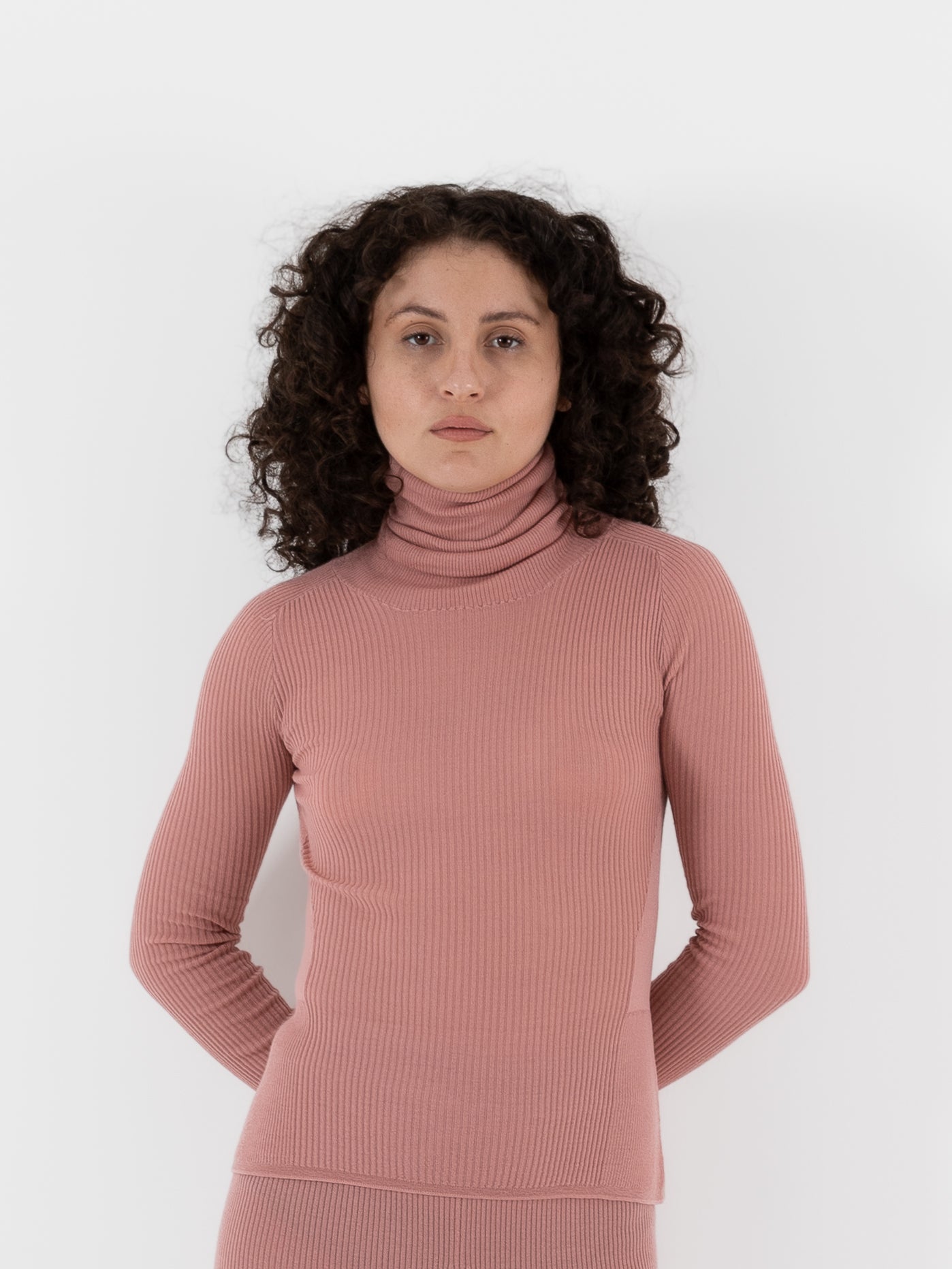 Casey Casey Rib Turtleneck in Pink - CASEY CASEY at Worthwhile - shop TOP