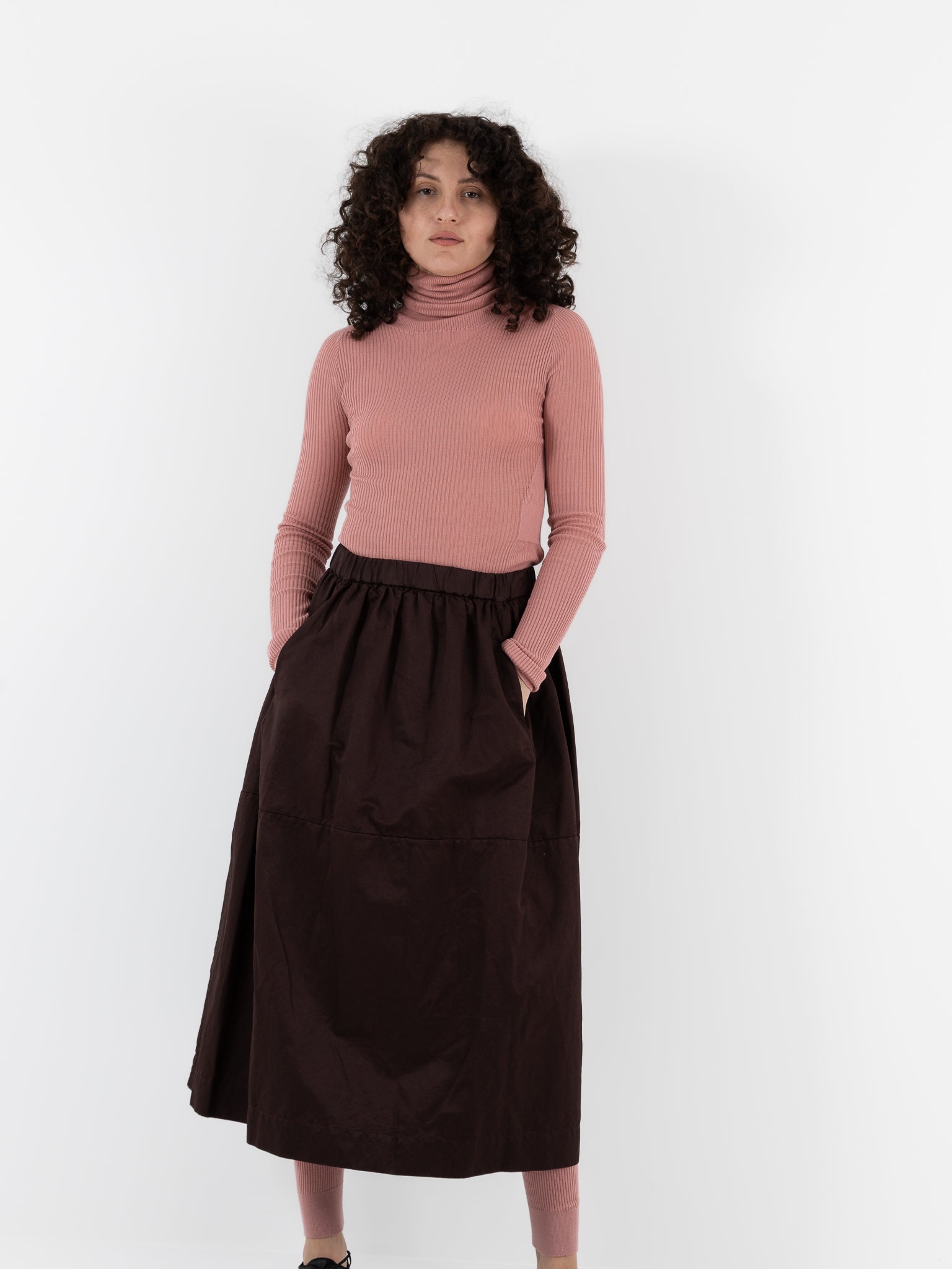 Casey Casey Rib Turtleneck in Pink - CASEY CASEY at Worthwhile - shop TOP