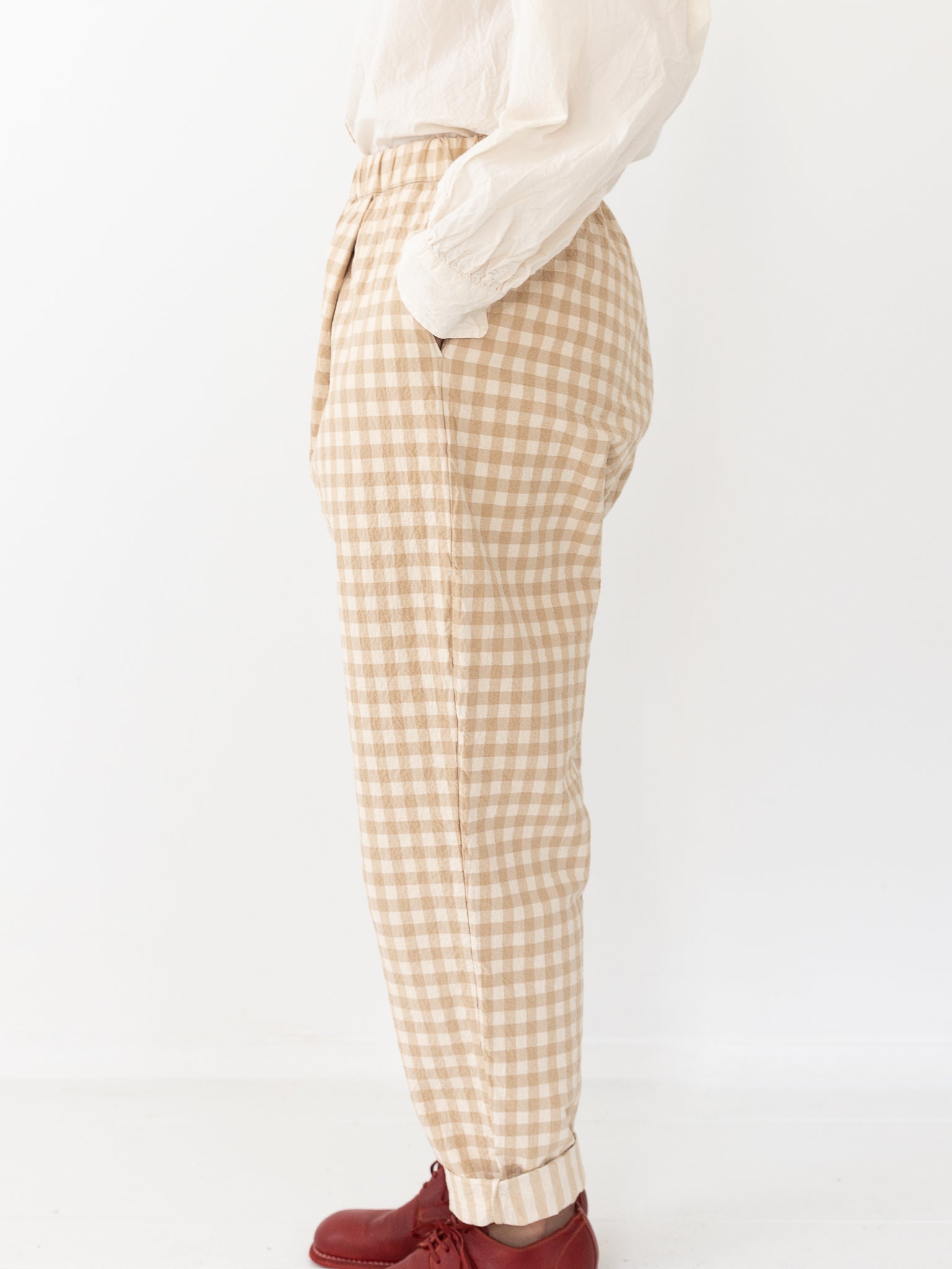 Camel Plaid Wool Trousers | Ideal for Casual and Formal Wear