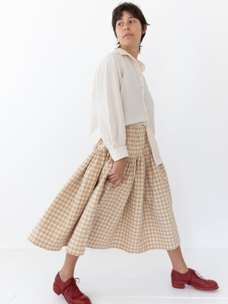 Casey Casey Rouchetine Skirt, Beige Double Check - Worthwhile