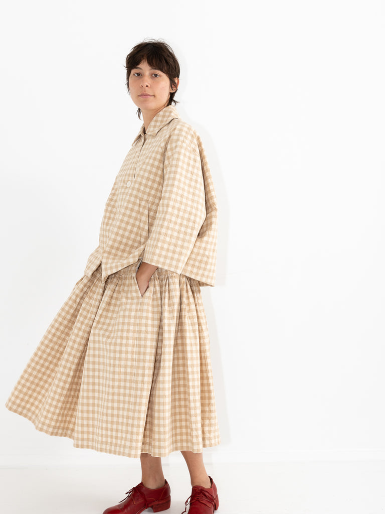 Casey Casey Rouchetine Skirt, Beige Double Check - Worthwhile