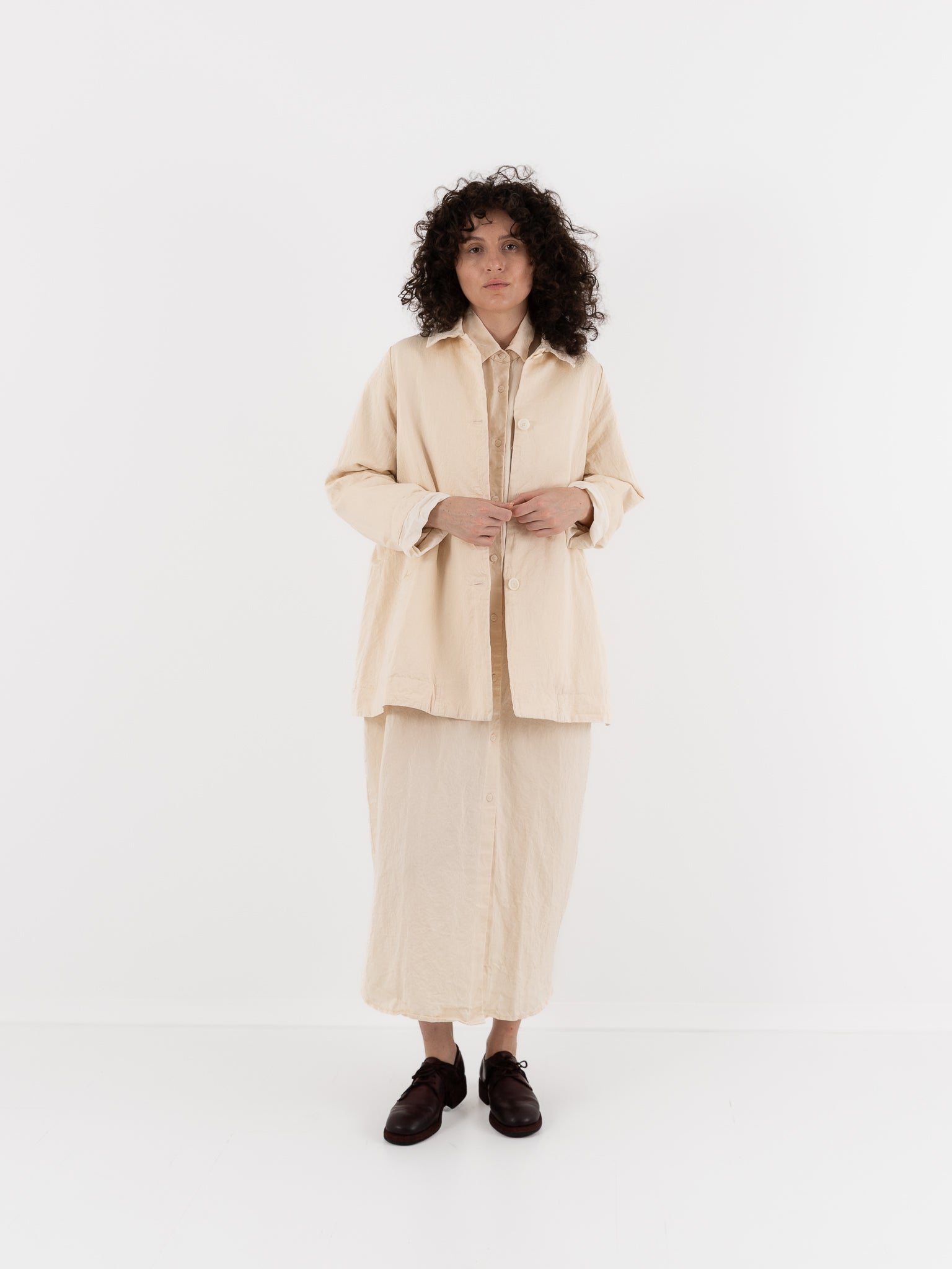 CASEY CASEY コットンリネンカバーオール Casey Casey Soleil Jacket in Natural at Worthwhile