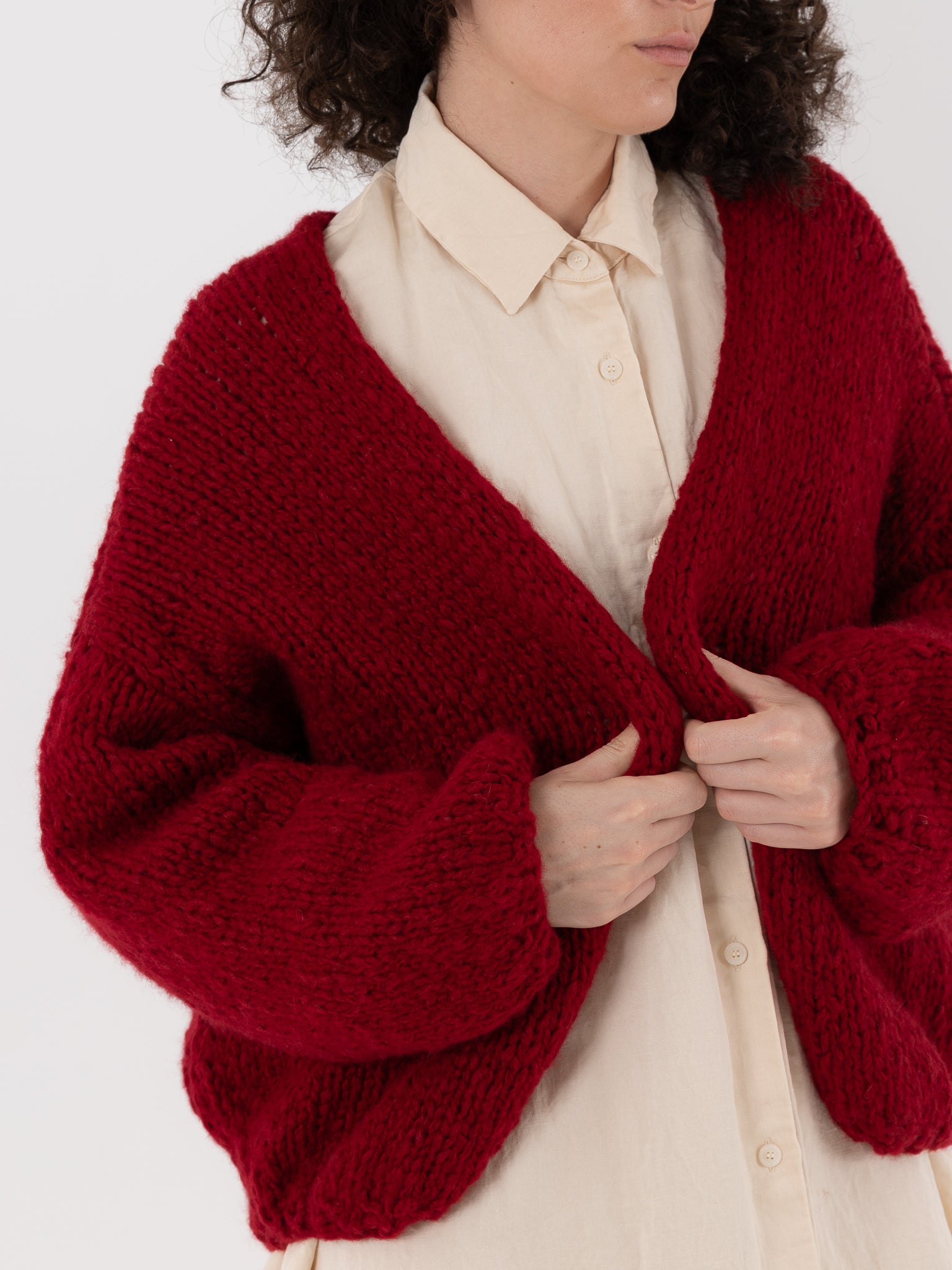 Casey Casey Short Cardigan in Red at Worthwhile