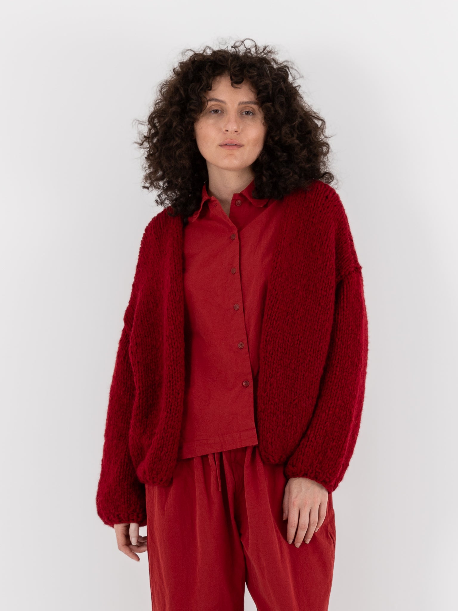 Casey Casey Short Cardigan in Red at Worthwhile