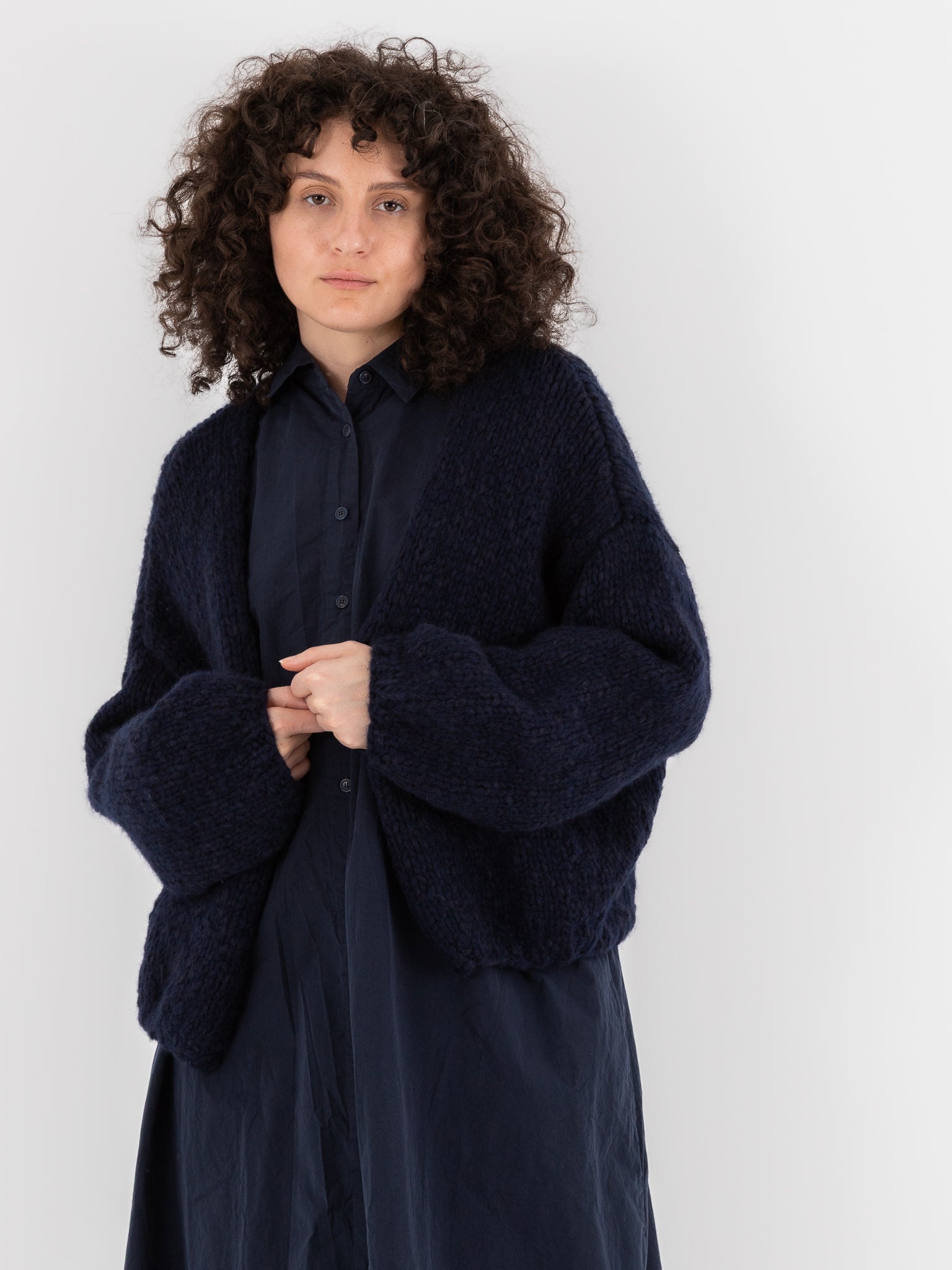 Casey Casey Short Cardigan in Night/Navy at Worthwhile