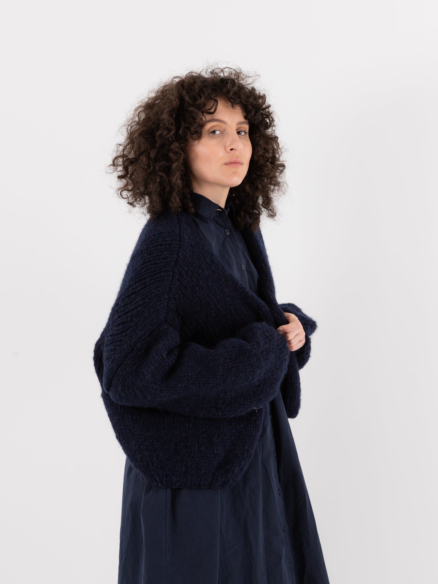 Casey Casey Short Cardigan in Night/Navy - CASEY CASEY at Worthwhile - shop CARDIGAN