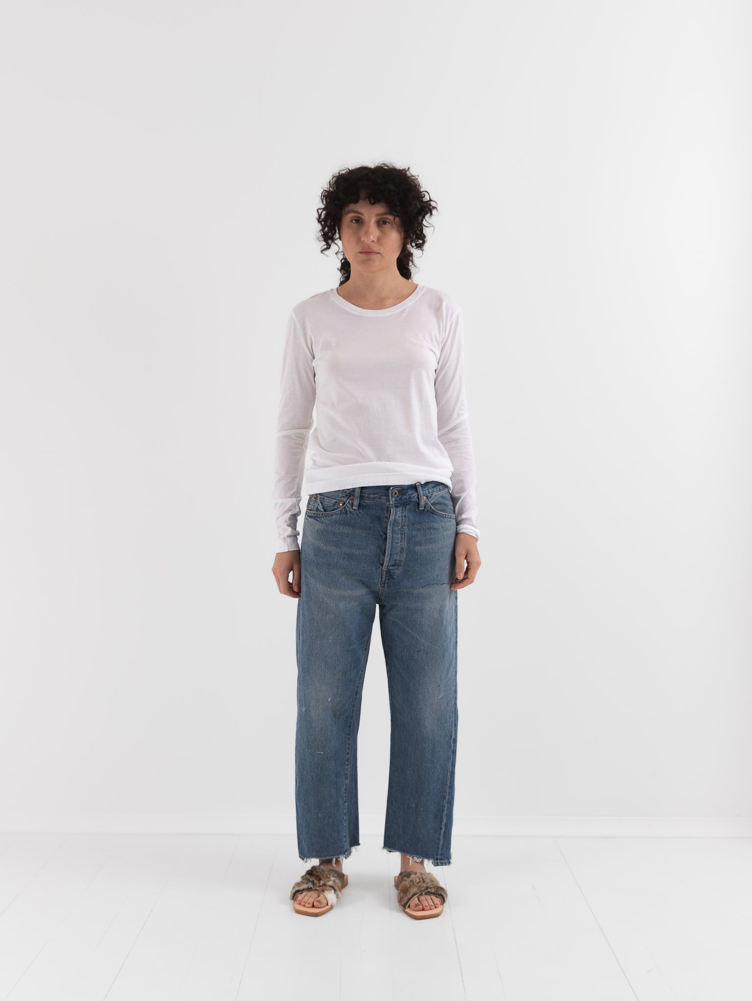 Chimala Wide Tapered Cut Denim Pants in Vintage Light - CHIMALA at Worthwhile - shop PANT